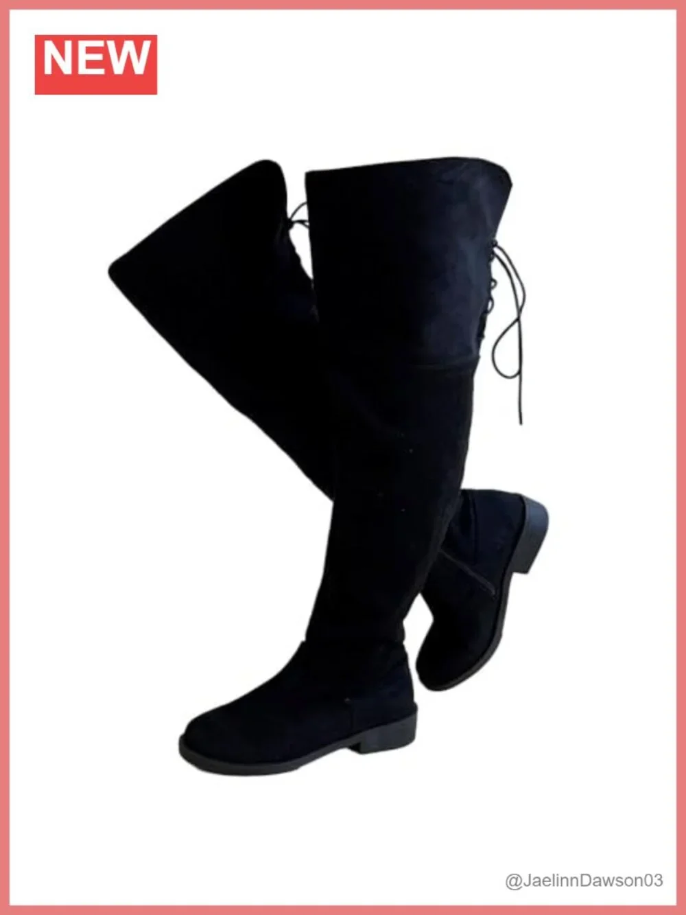 Wide Calf Suede Leather Over Knee High Chunky Heel Boots Side Zipper Lace Up